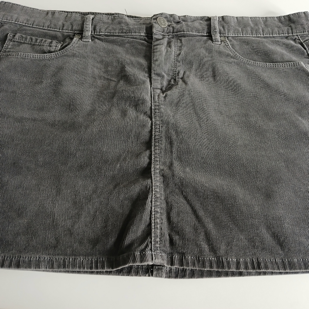 Gray Corduroy Mini Skirt